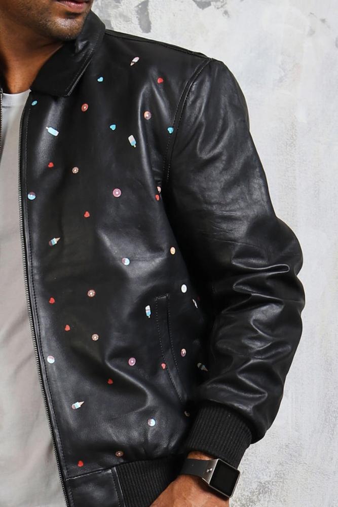 Black Bomber Jacket Leather Men