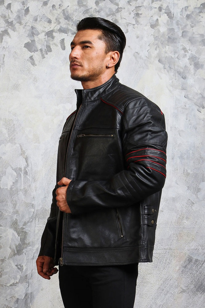 Black Leather Jacket Mens Biker