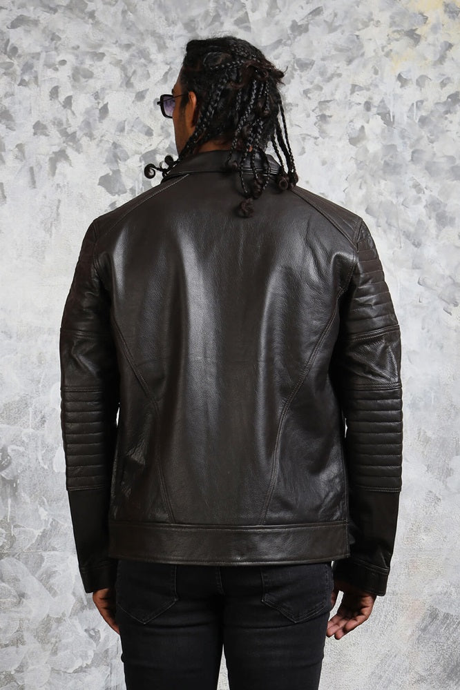 Black Leather Jacket Padded Sleeves