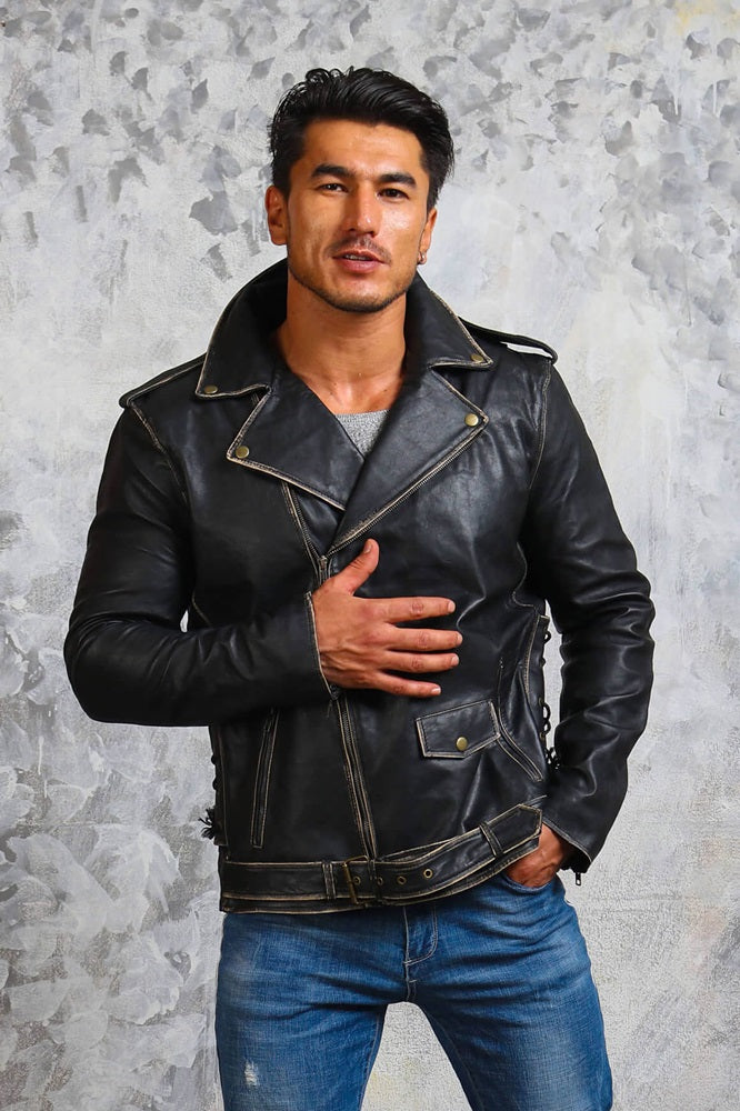 Black Leather Moto Bike Jacket