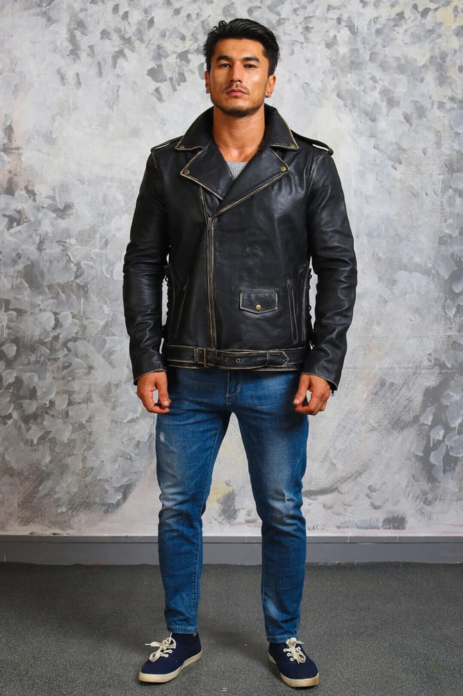 Black Leather Motorcycle Jacket Mens