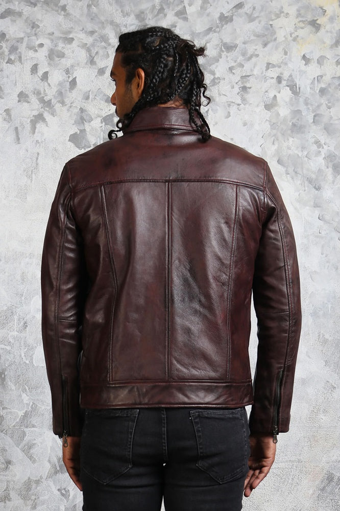 Brown Leather Motorcycle Jacket Mens
