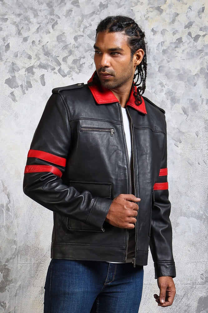 Collar Leather Jacket Smart Casual