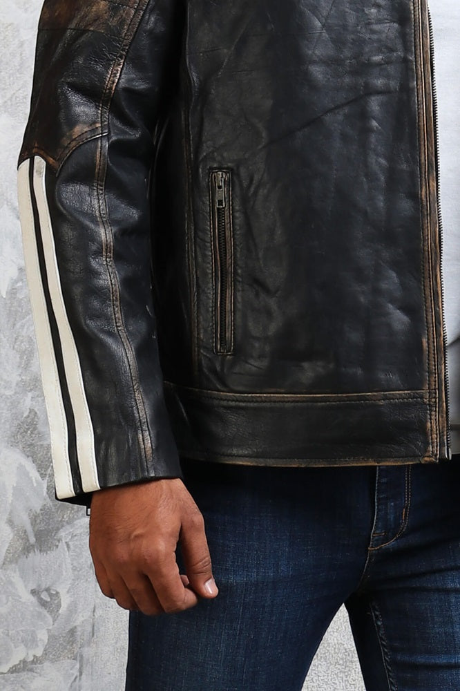 Distressed Leather Black Jacket