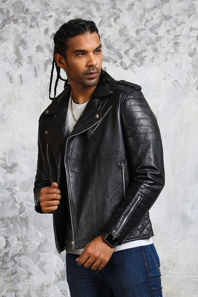 Leather Jacket Mens Black Biker