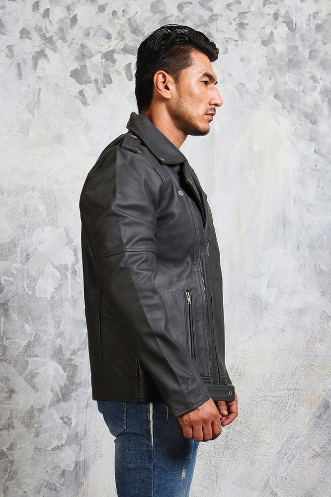 Mens Grey Motorcycle Jacket Leather