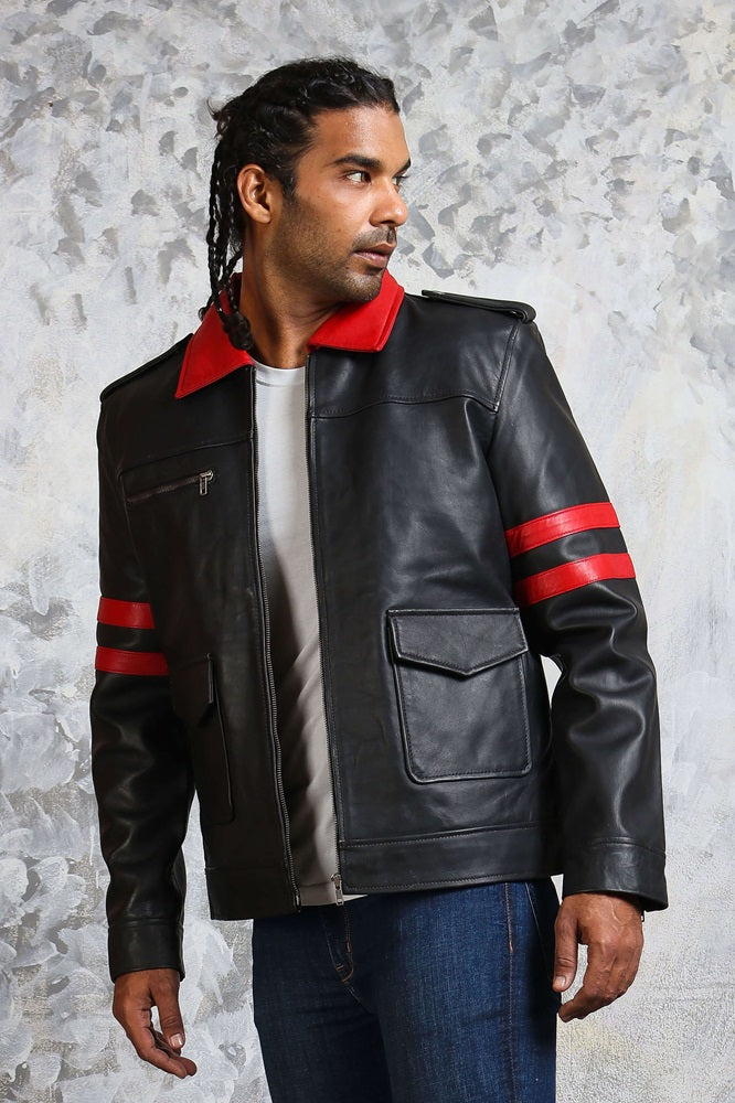 Mens Leather Jacket With Collar
