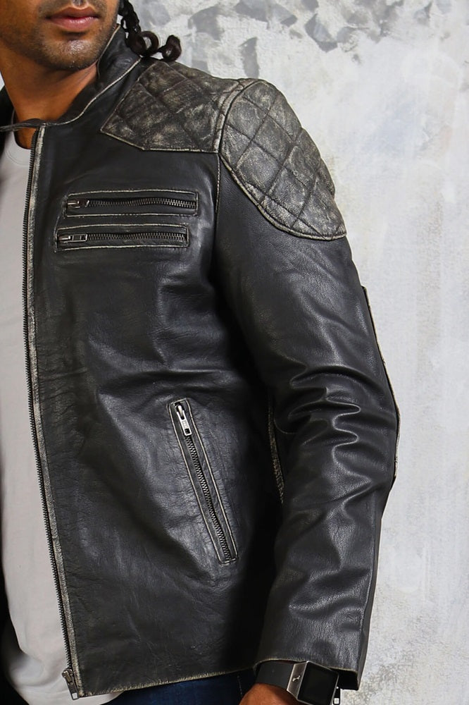 Mens Skull Leather Motorcycle Jacket