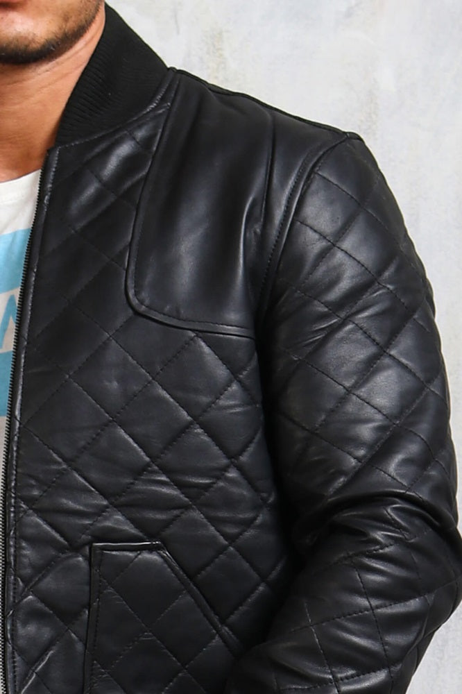 Quilted Bomber Jacket Mens Biker