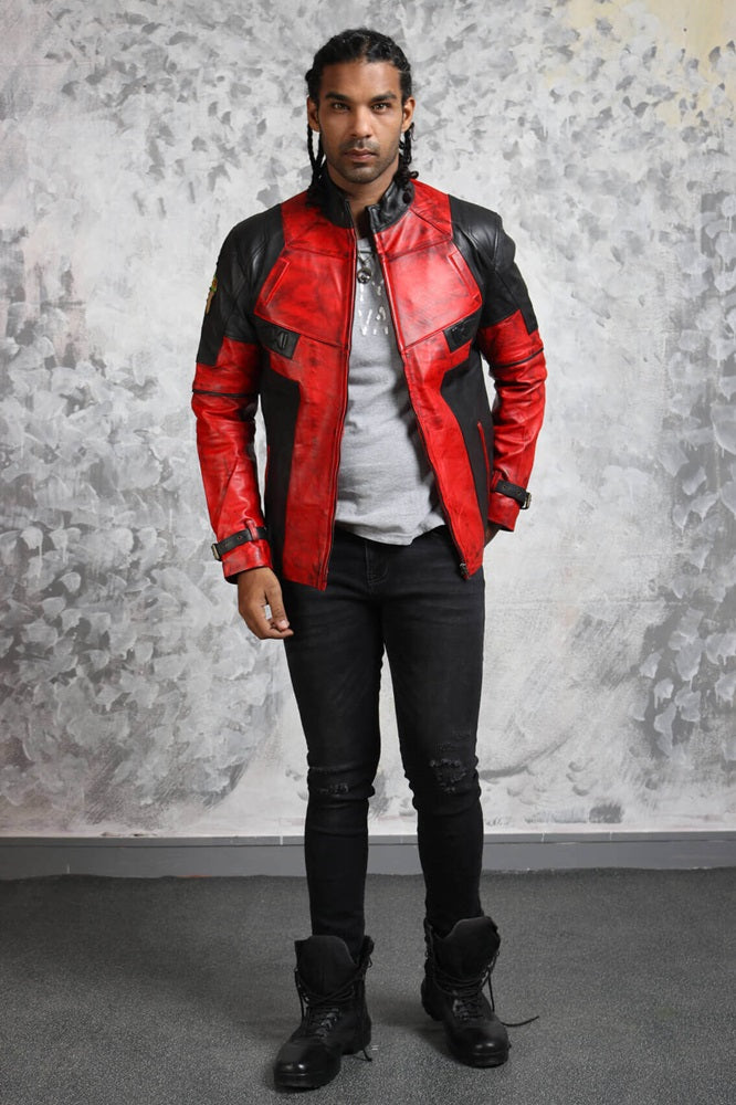 Red Leather Jacket Mens Biker