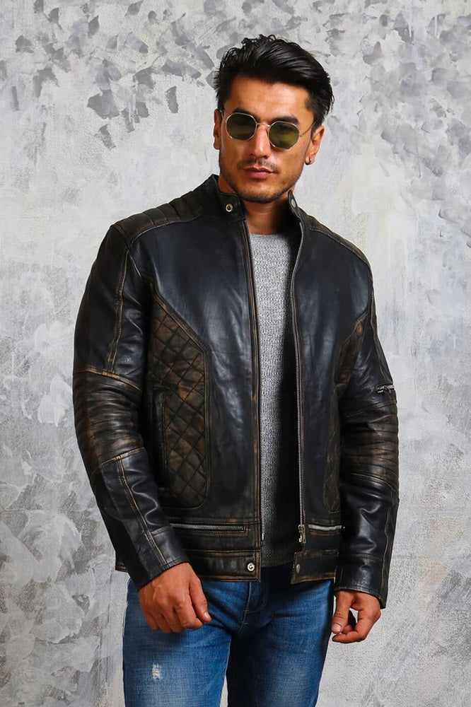 Skull Biker Leather Jacket Mens