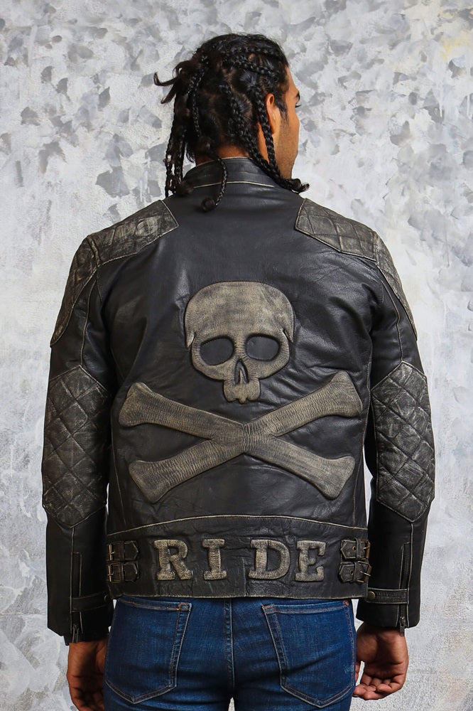 Skull Leather Jacket Vintage Mens