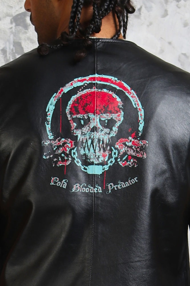 Skull Leather Vest Mens
