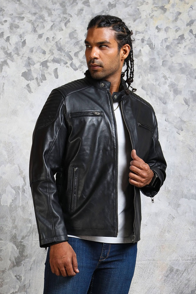 Skull Motorcycle Jacket Black Leather