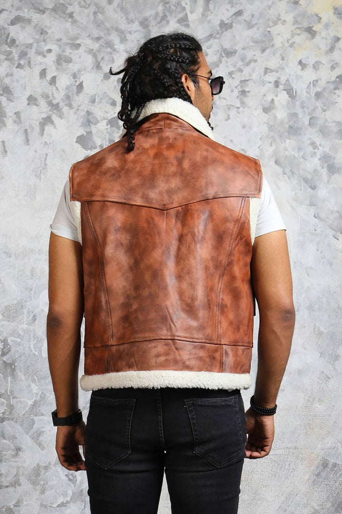 Vintage Biker Leather Vest Mens