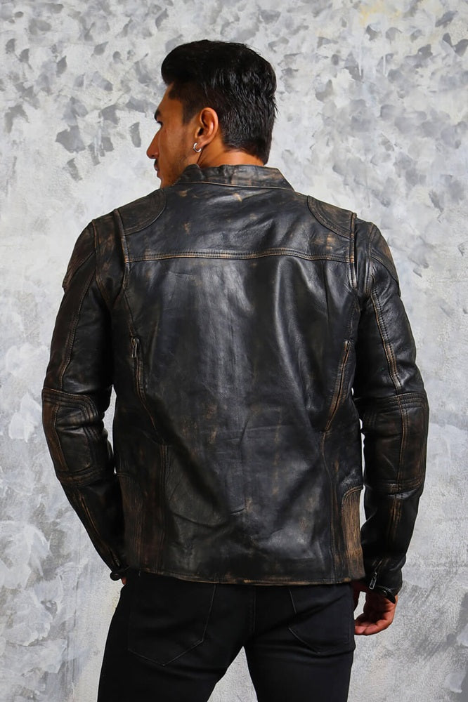 Vintage Black Leather Jacket Mens