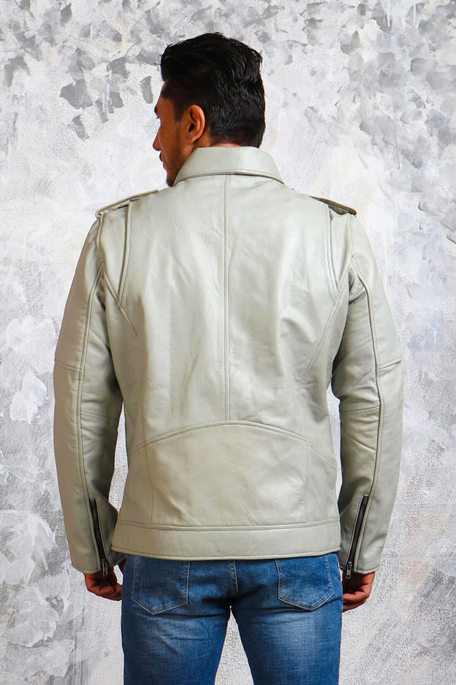 White Leather Jacket For Men