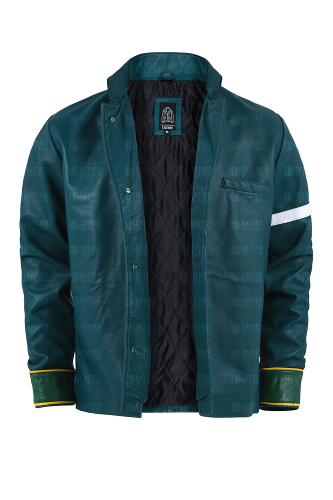 Wind Breaker Green Leather Jacket
