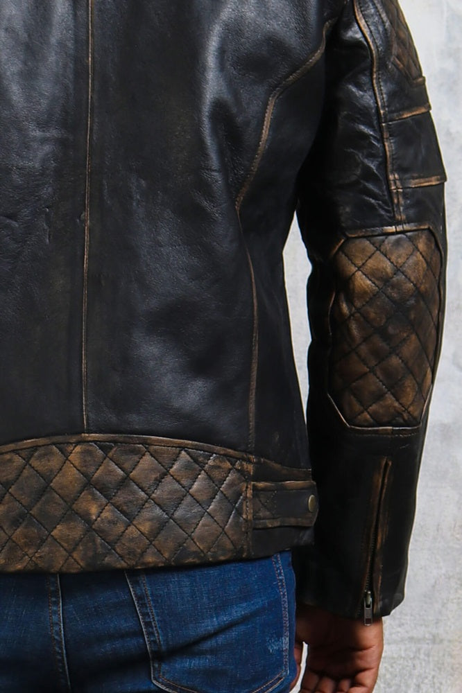 Padded Vintage Motorcycle Leather Jacket