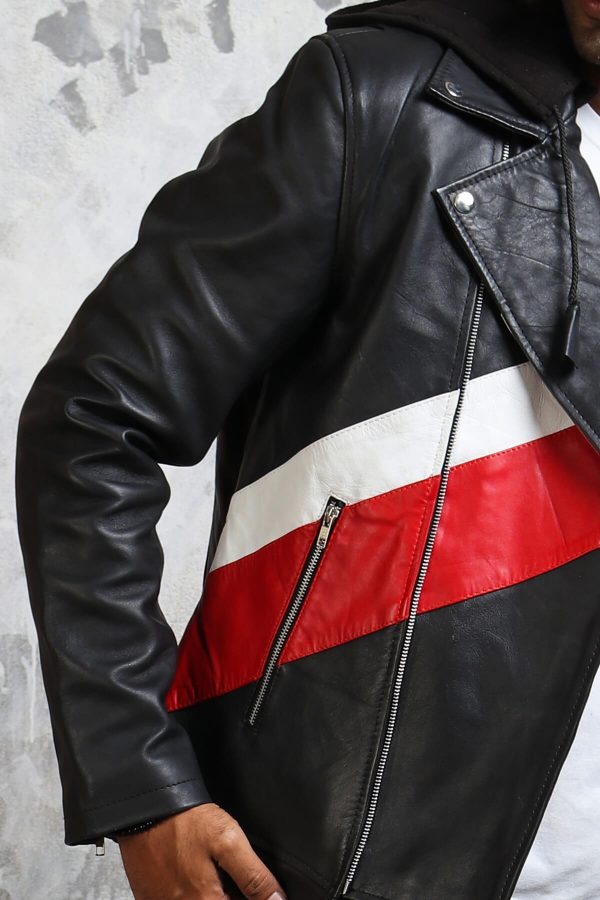 Black and red leather jacket