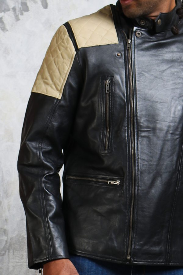 diamond quilted padded leather jacket