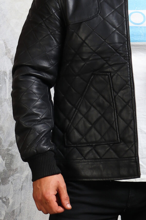 Diamond Quilted Leather Jacket Mens