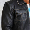 Mens Leather Jacket with Collar