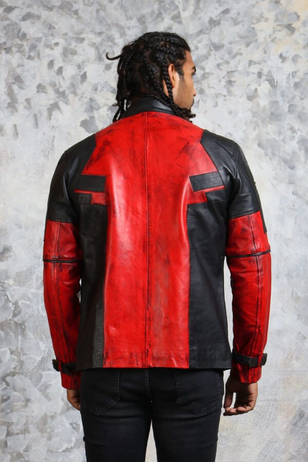 Red and Black Leather Biker Jacket