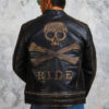 Skull Leather Jacket Mens Biker