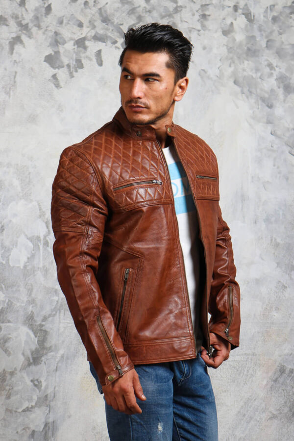 Brown Biker Jacket - Quilted Leather Jacket