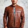 Brown Leather Biker Jacket Mens