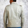White Motorcycle Leather Jacket for Men